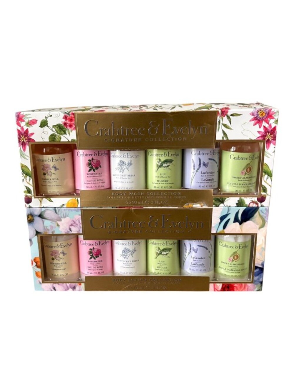 12 pc Crabtree & Evelyn Signature Collection Body Wash & Lotion 2 Boxes of 6 New